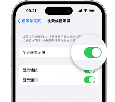 黔南苹果15预约维修分享iPhone15如何设置全天候显示屏幕可见 